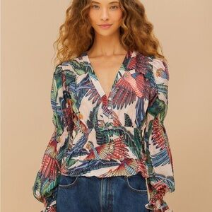 FARM Rio Multicolor Parrot Print Blouse